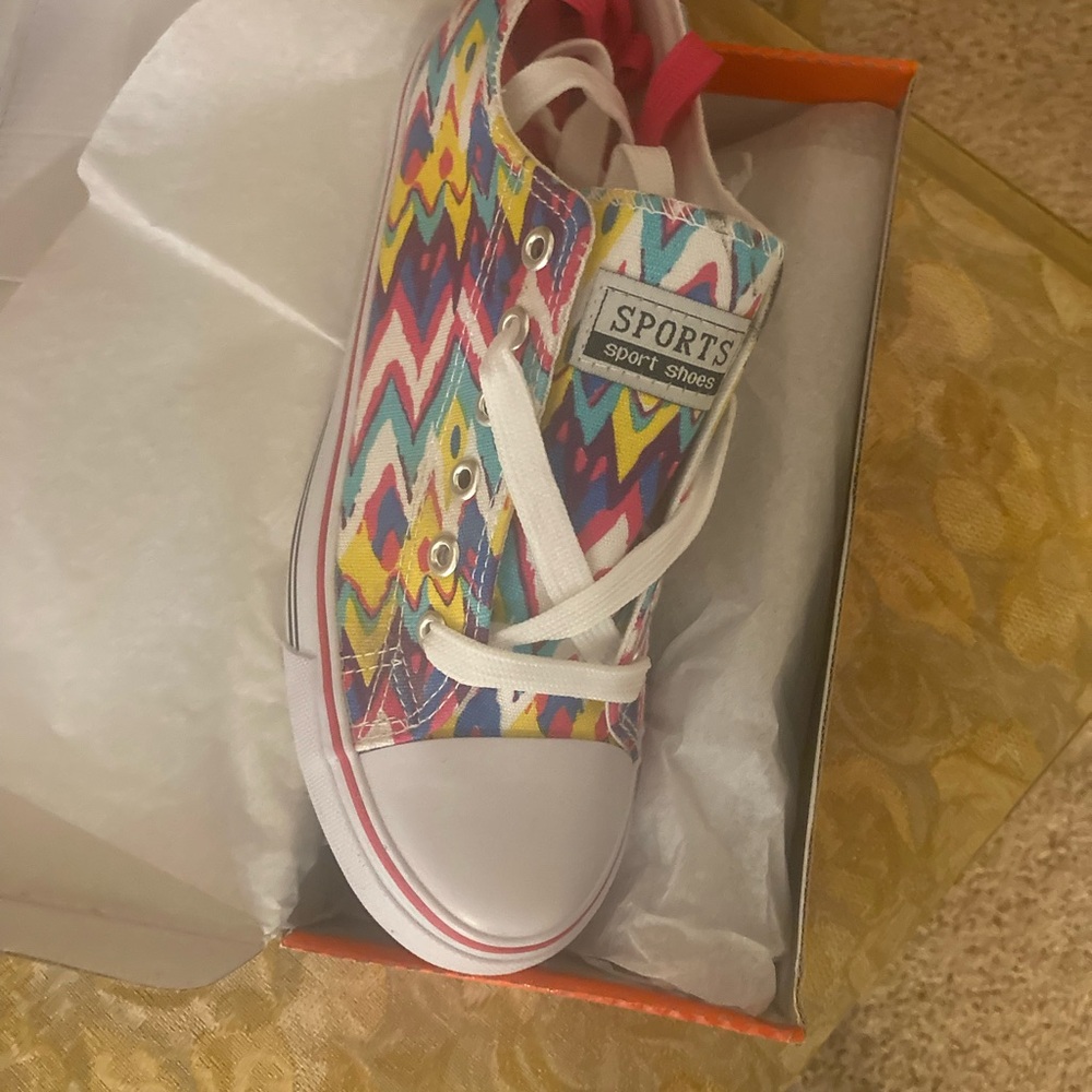 Kids Multicolor Zigzag Canvas Sneakers - Sports Brand